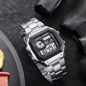 Reloj deportivo Yakaze de lujo con correa de acero inoxidable